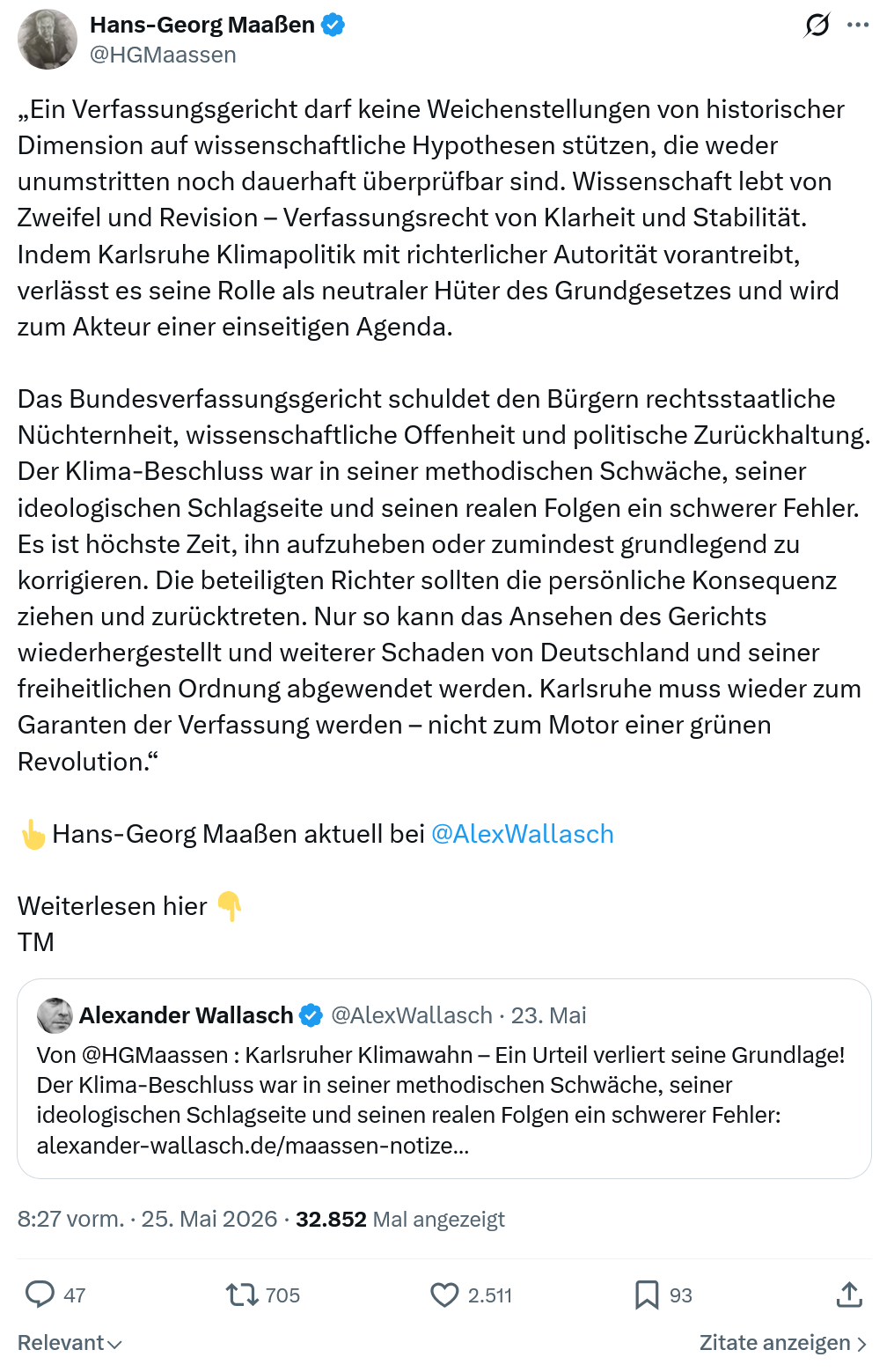 Hans-Georg Maaßen: Ein Verfassungsgericht darf keine…
