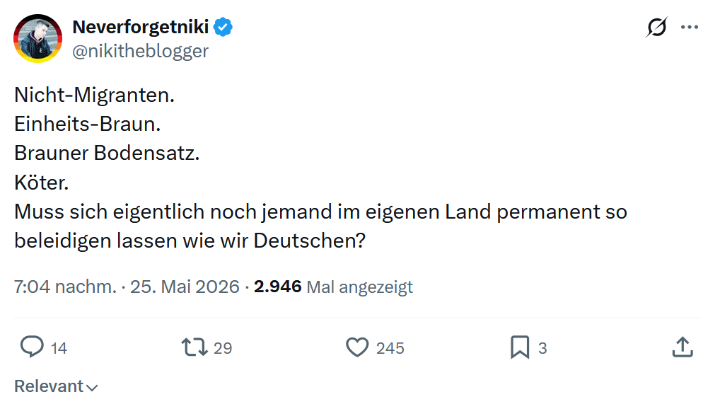 Neverforgetniki: Nicht-Migranten. Einheits-Braun…