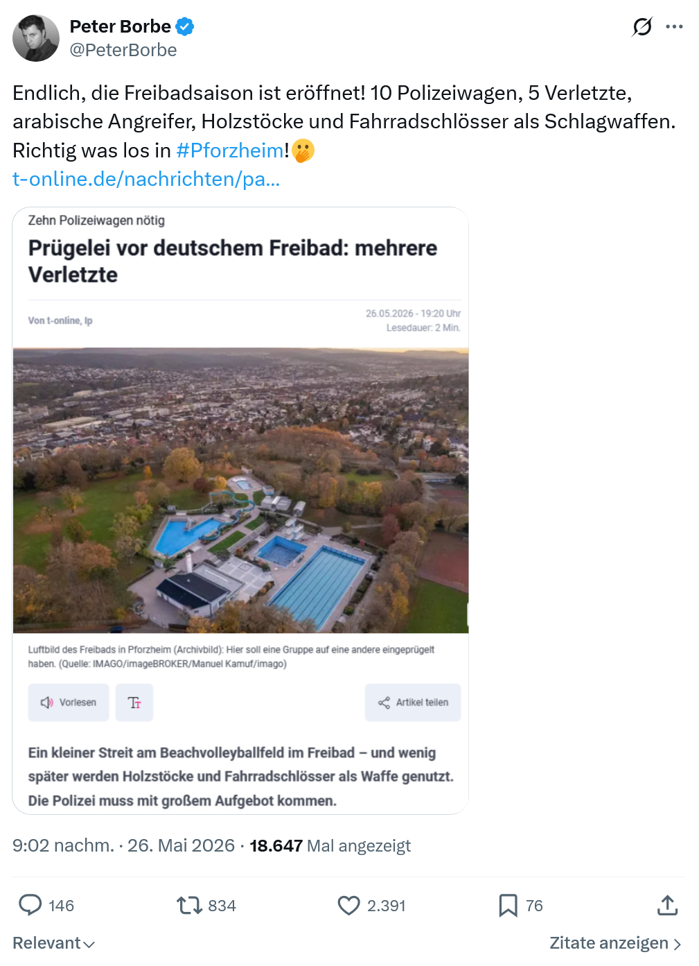 Peter Borbe: Endlich, die Freibadsaison ist eröffnet!…