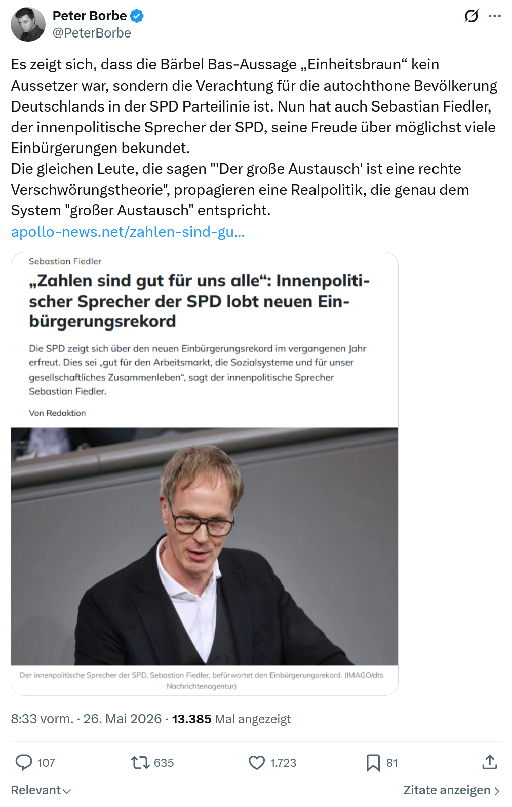 Peter Borbe: Es zeigt sich, dass die Bärbel Bas-Aussage…