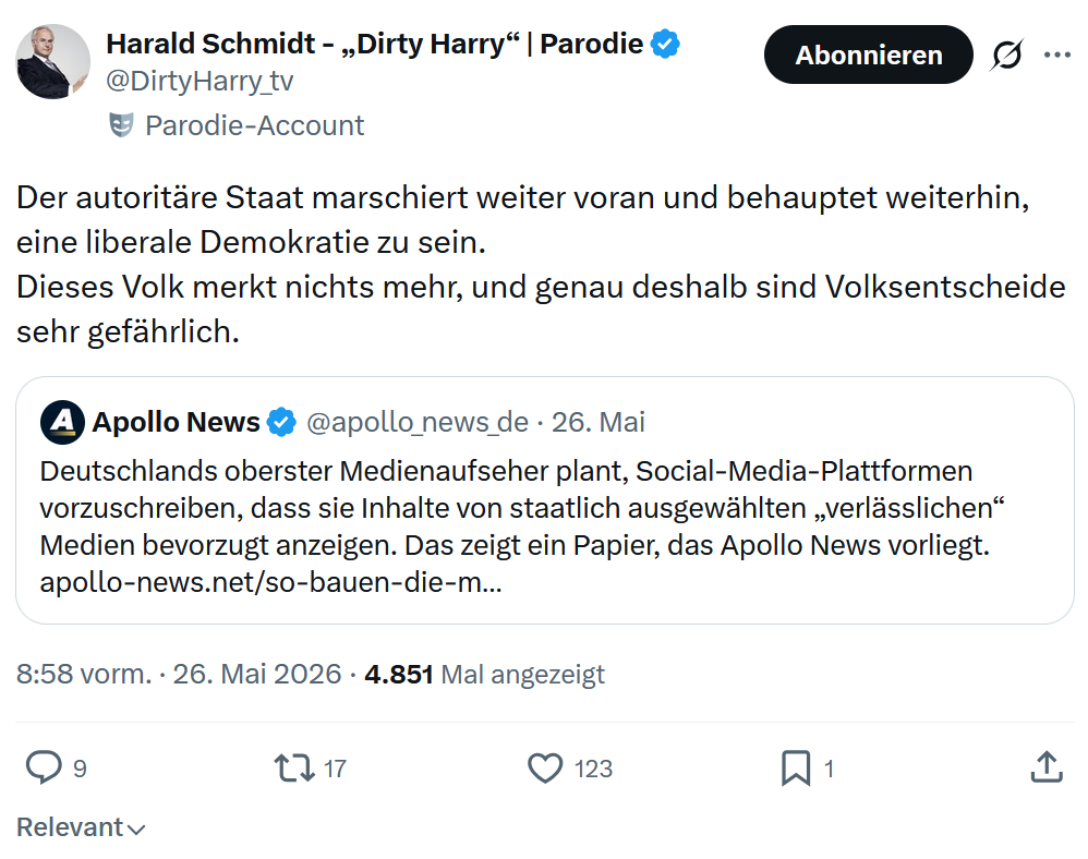 Harald Schmidt: Der autoritäre Staat marschiert weiter…