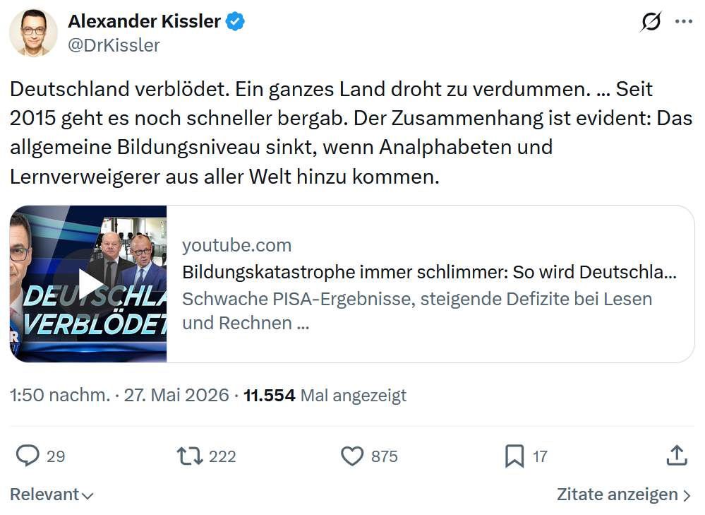 Alexander Kissler: Deutschland verblödet…