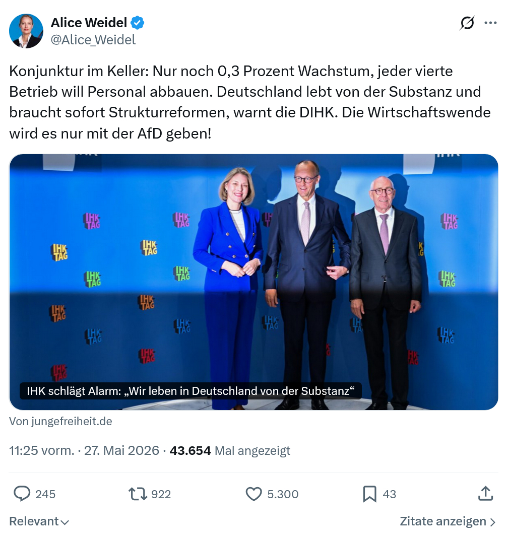 Alice Weidel: Konjunktur im Keller…
