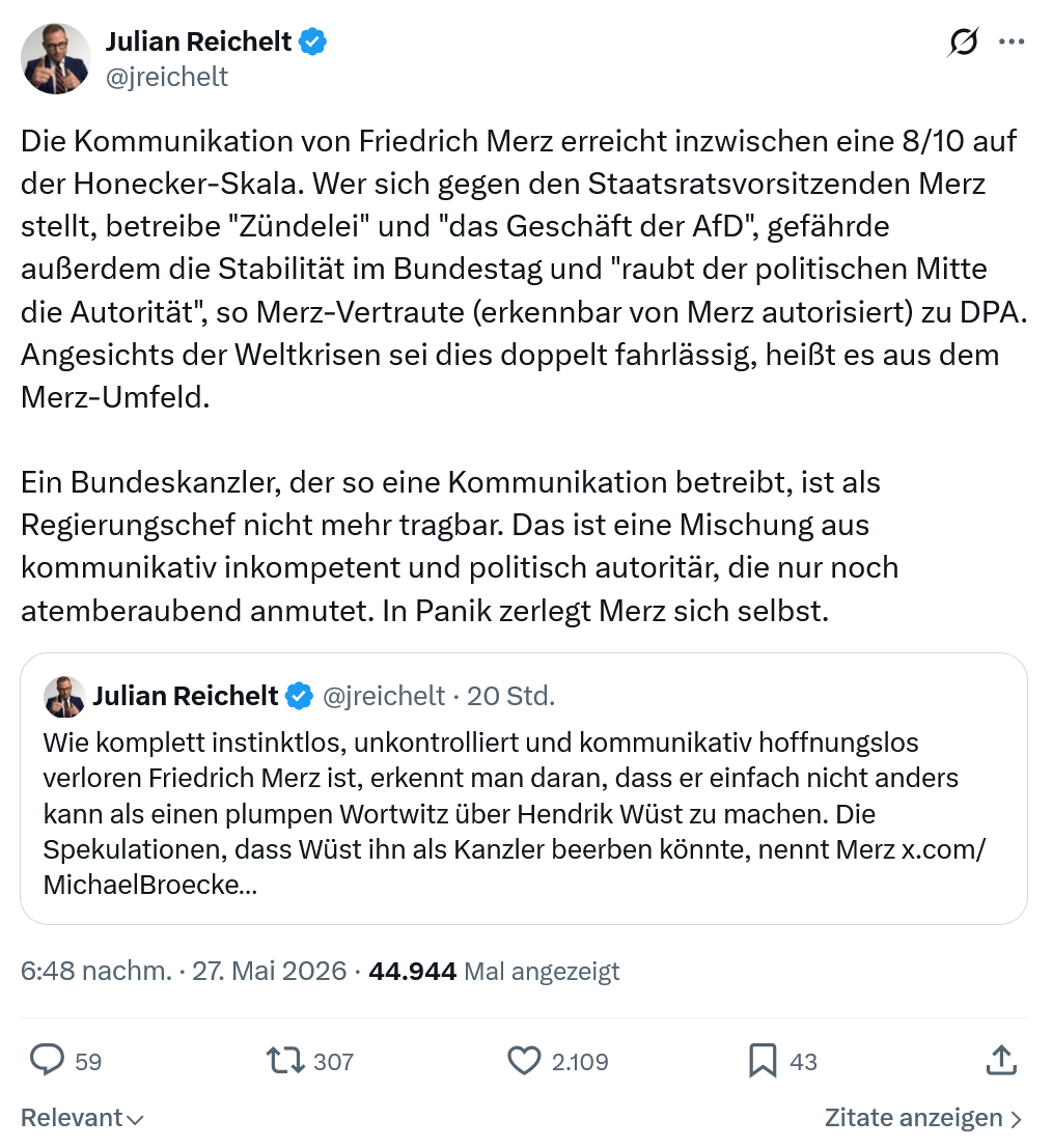 Julian Reichelt: Die Kommunikation von Friedrich Merz…