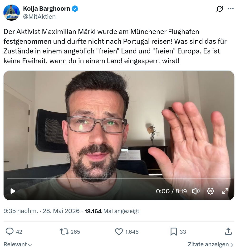 Kolja Barghoorn: Der Aktivist Maximilian Märkl wurde...