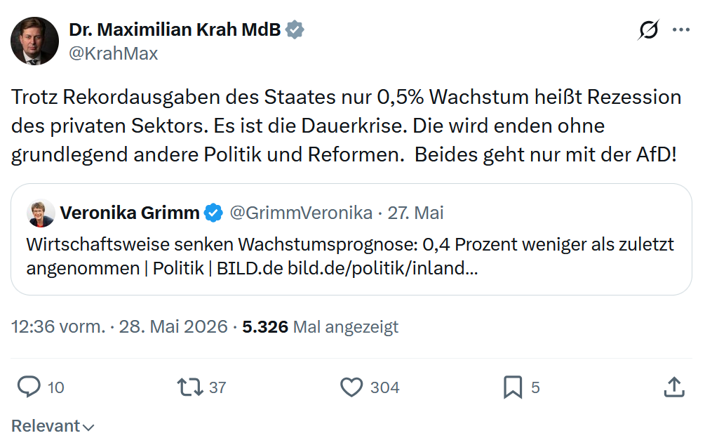 Maximilian Krah: Trotz Rekordausgaben des Staates nur...