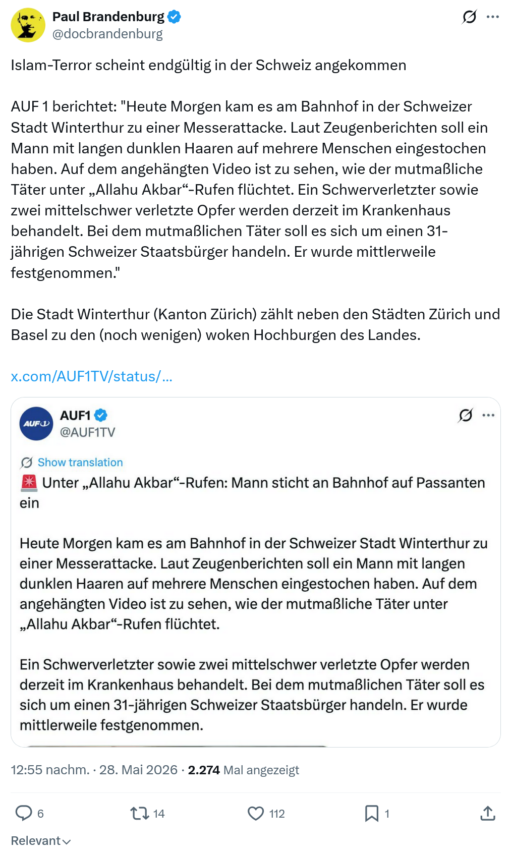 Paul Brandenburg: Islam-Terror scheint endgültig in...