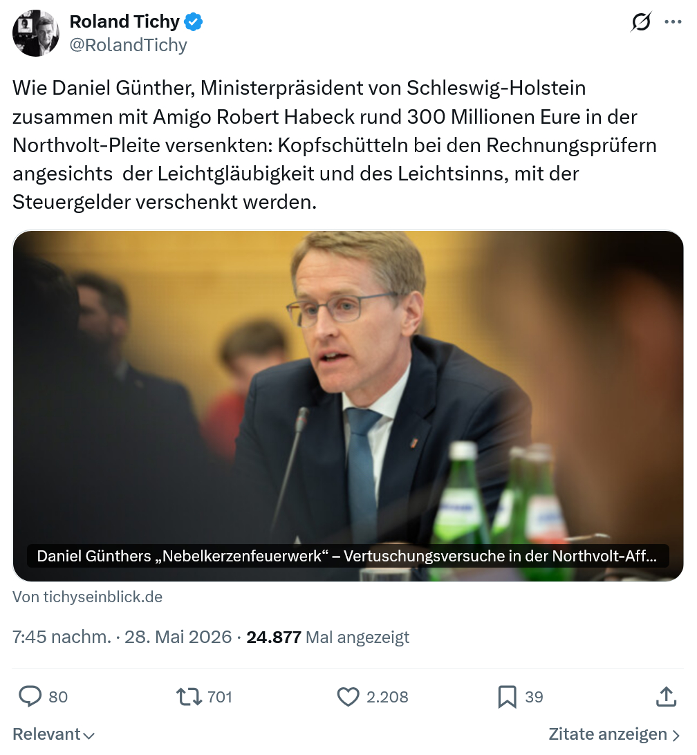 Roland Tichy: Wie Daniel Günther, Ministerpräsident von...