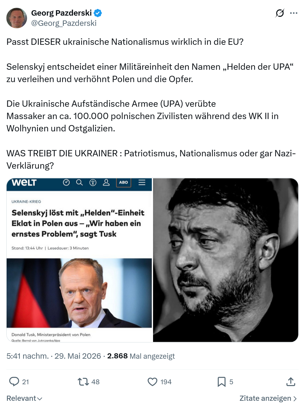 Georg Pazderski: Passt DIESER ukrainische Nationalismus…