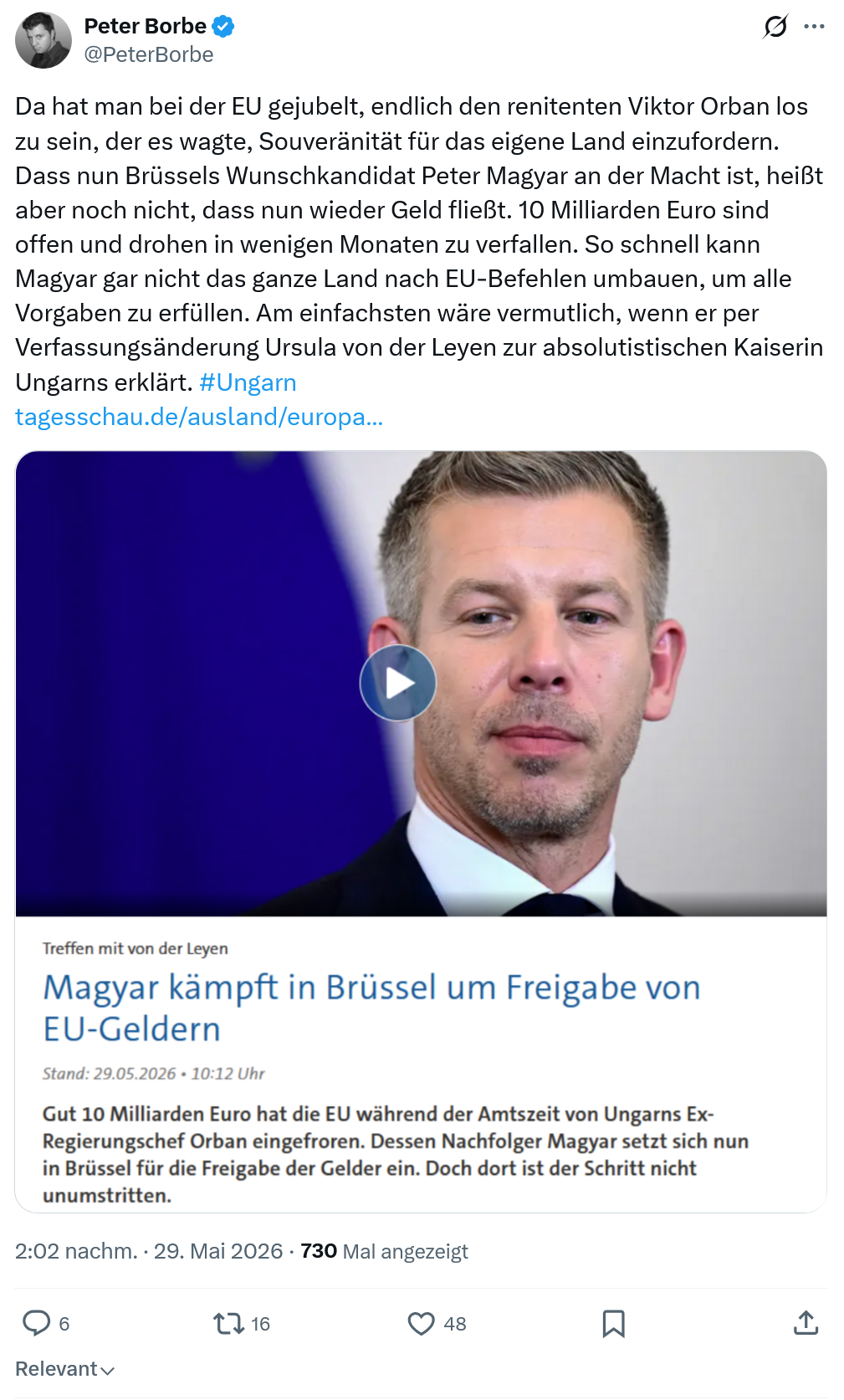 Peter Borbe: Da hat man bei der EU gejubelt…