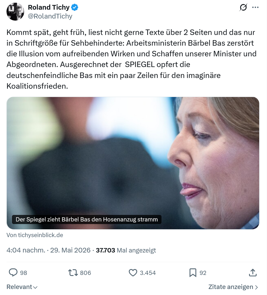 Roland Tichy: Kommt spät, geht früh…