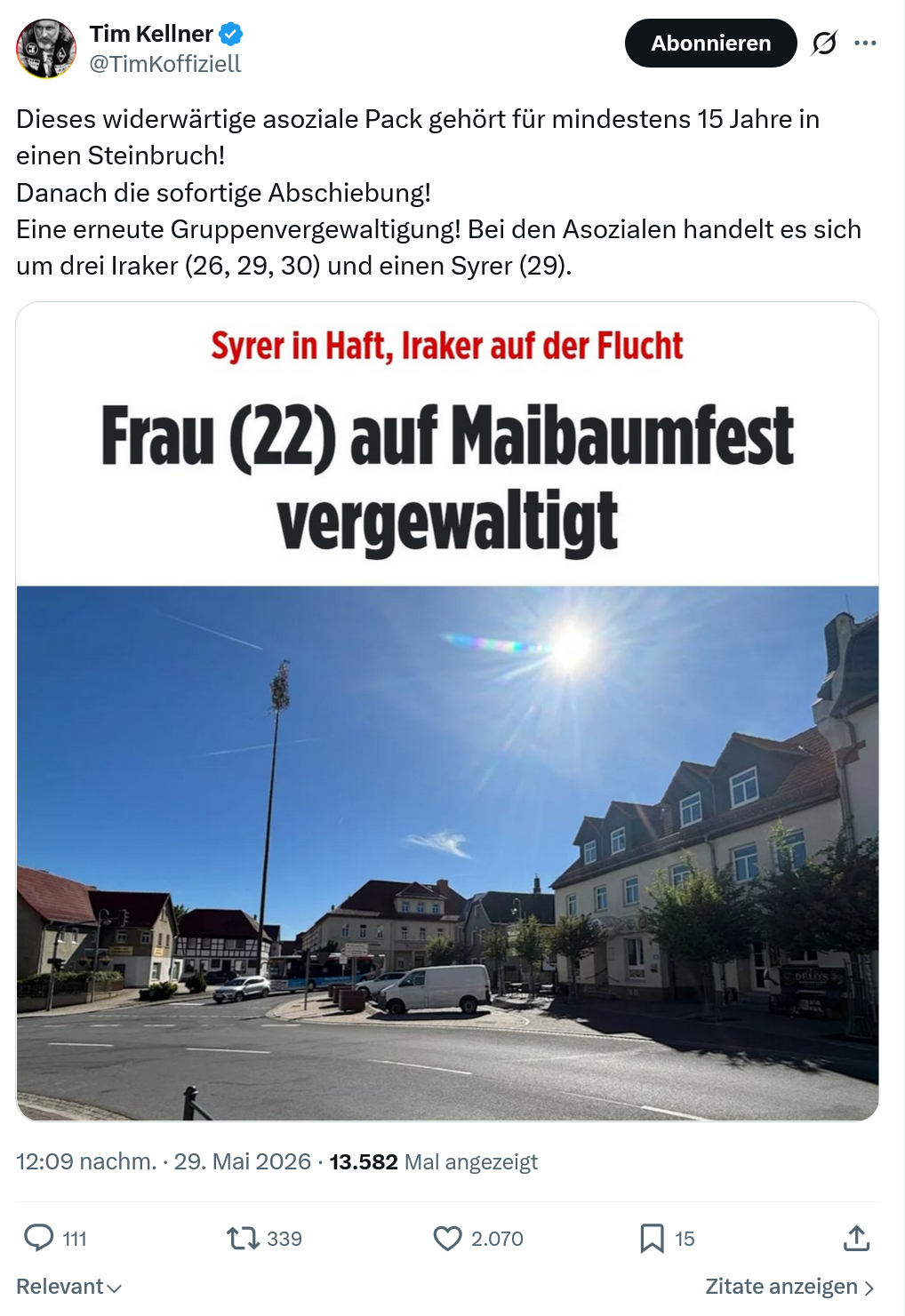 Tim Kellner: Dieses widerwärtige asoziale Pack…