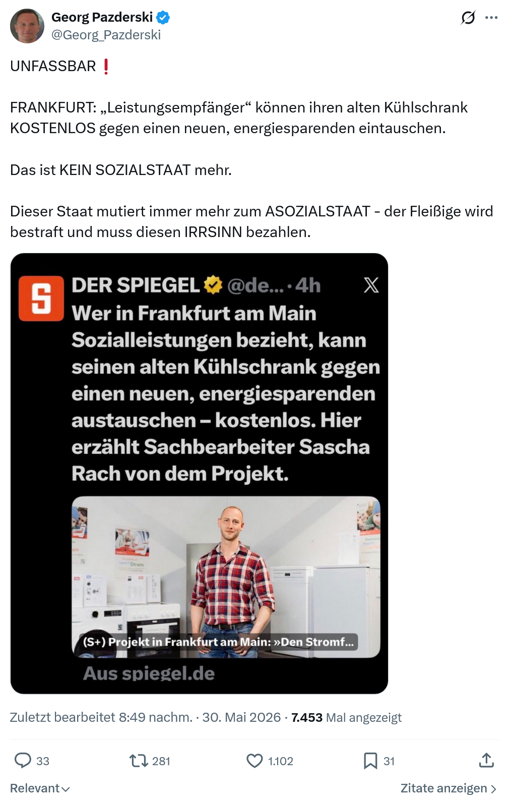 Georg Pazderski: UNFASSBAR❗️…