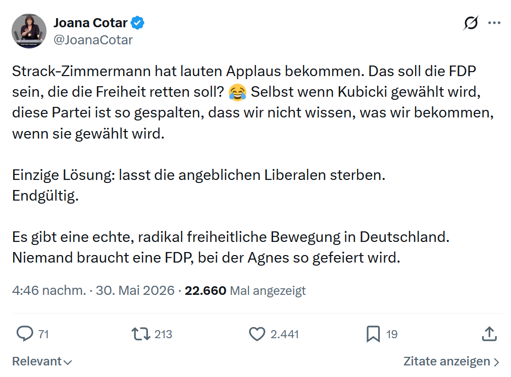 Joana Cotar: Strack-Zimmermann hat lauten…