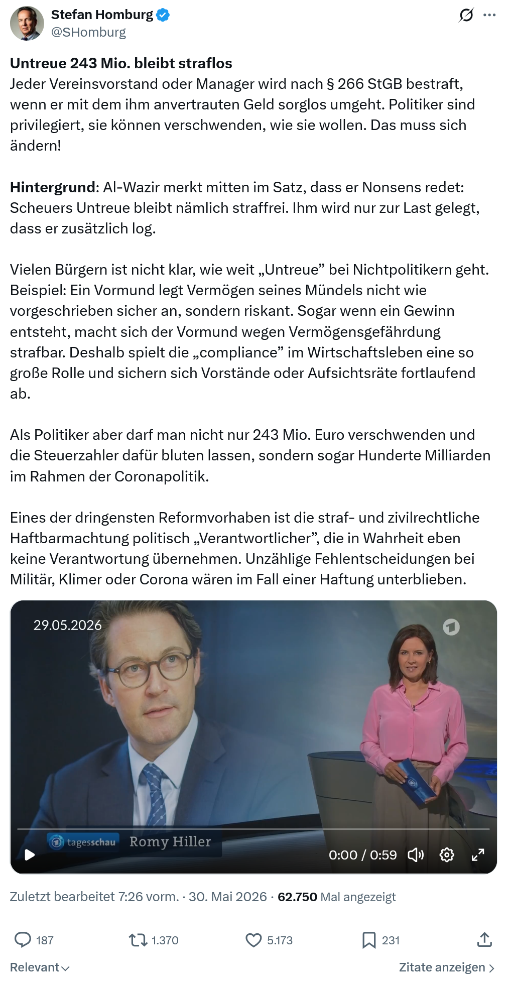 Stefan Homburg: Untreue 243 Mio…