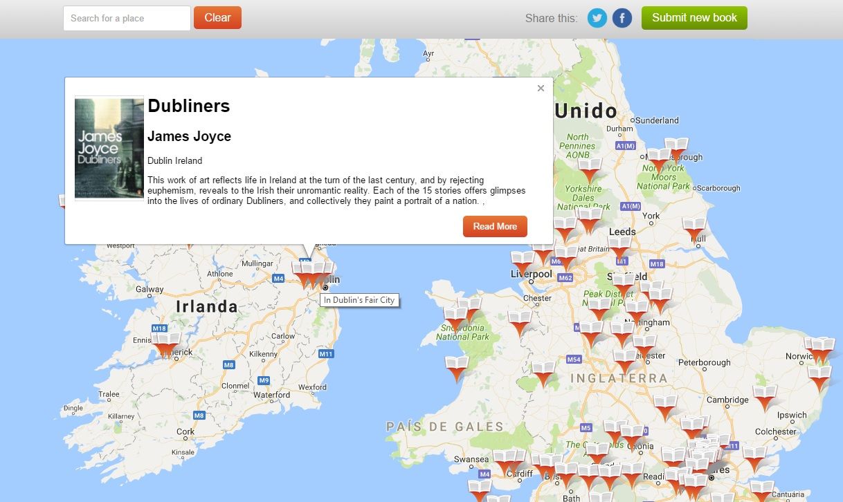 Mapa Literario - Google Map de Livros - Lovereading