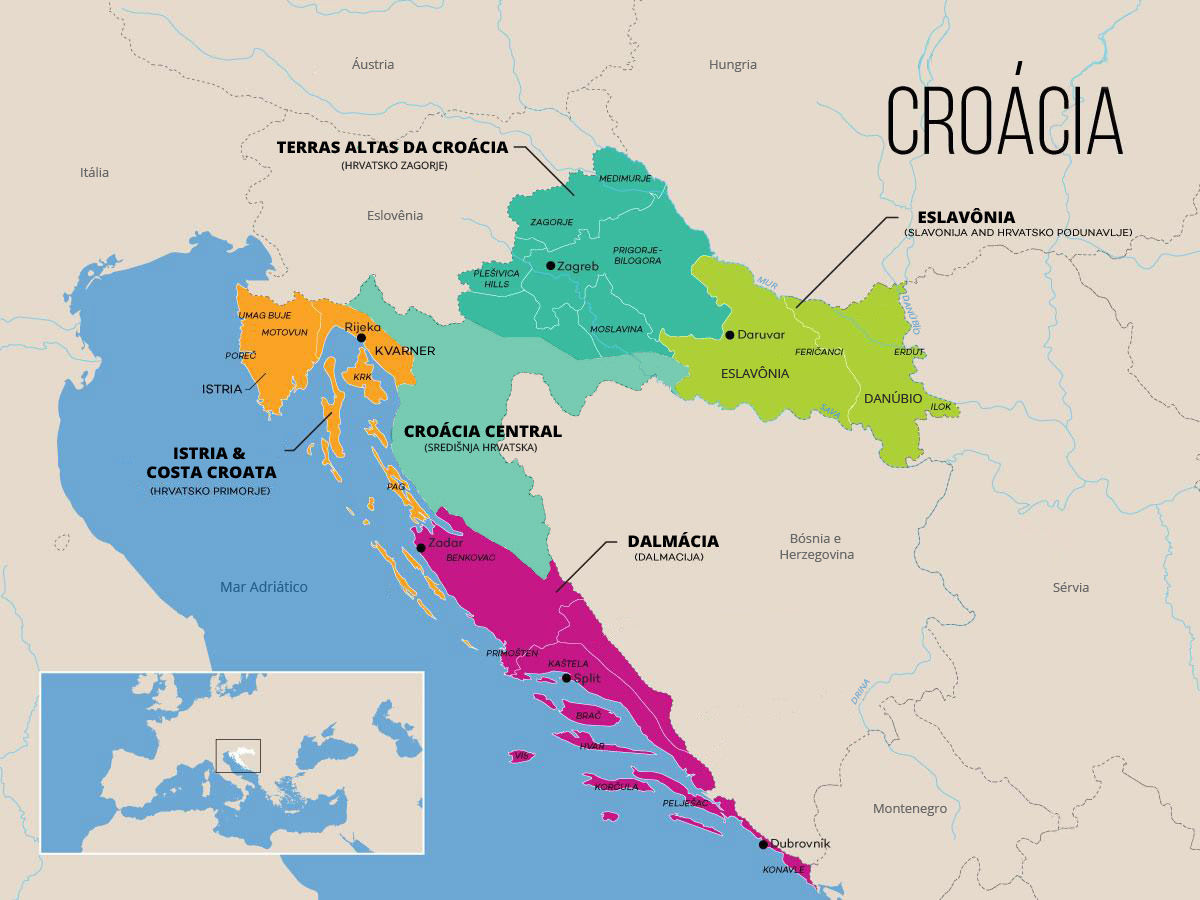Mapa da Croacia - original Wine Folly adaptacao em portugues Vontade de Viajar