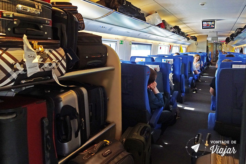 Trem na Europa - Bagageiro no trem