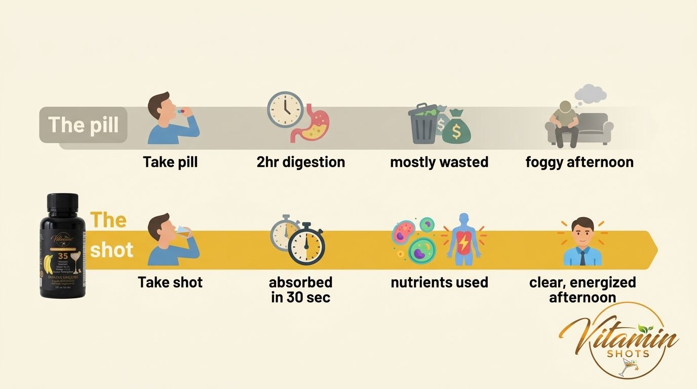 Pill vs shot timeline