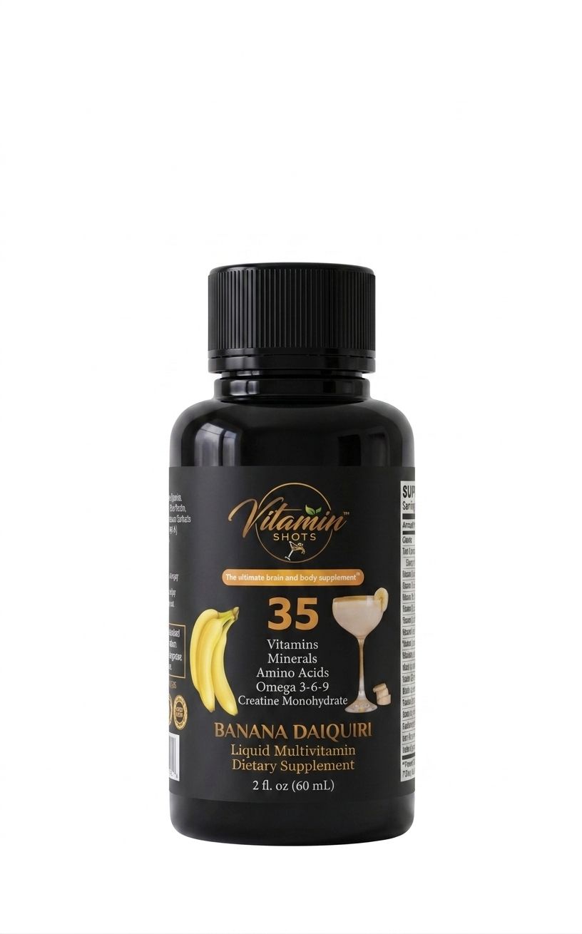 Vitamin Shots Banana Daiquiri liquid multivitamin with creatine, 2 fl oz bottle