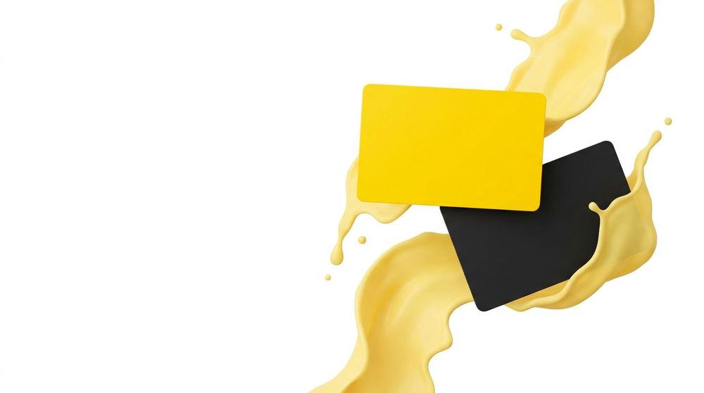 Yellow and black Vitamin Shots gift cards floating over a golden liquid splash