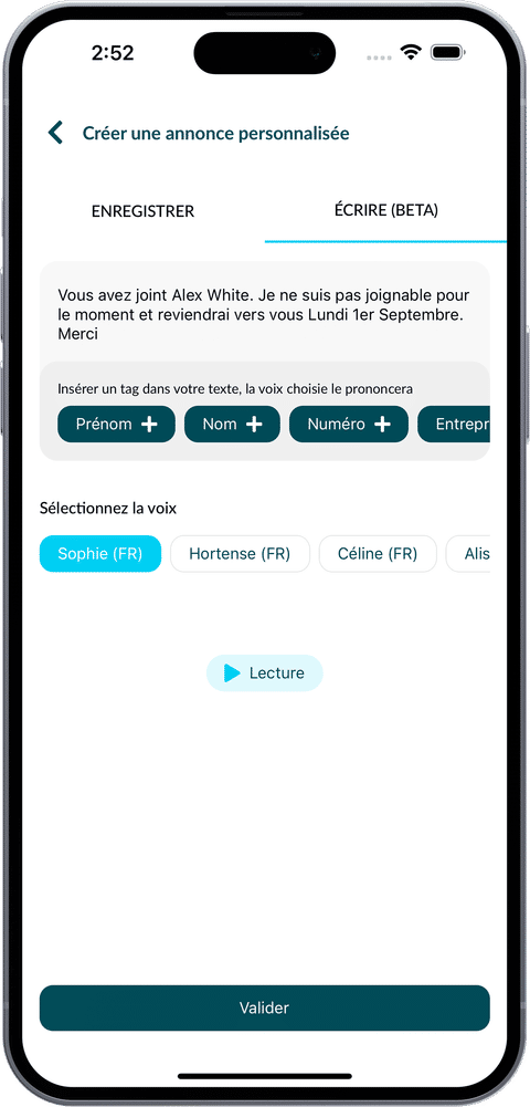 Capture de l'application Voxist