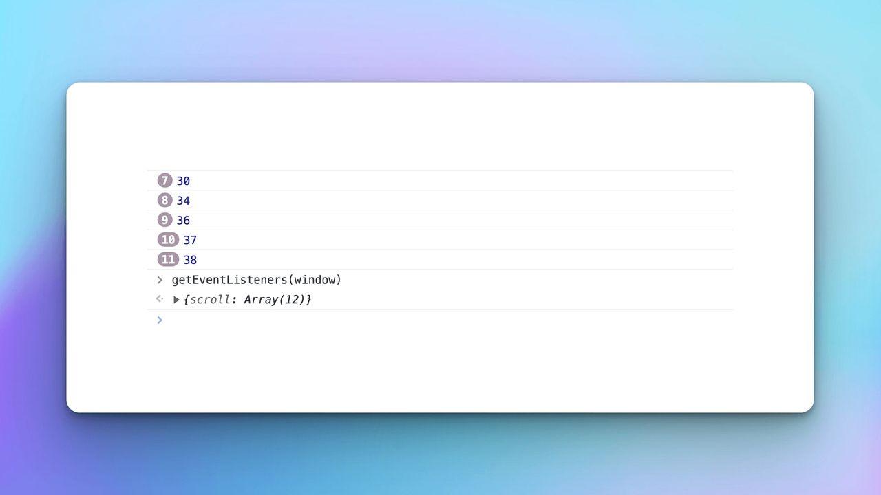 Devtools with getEventListeners