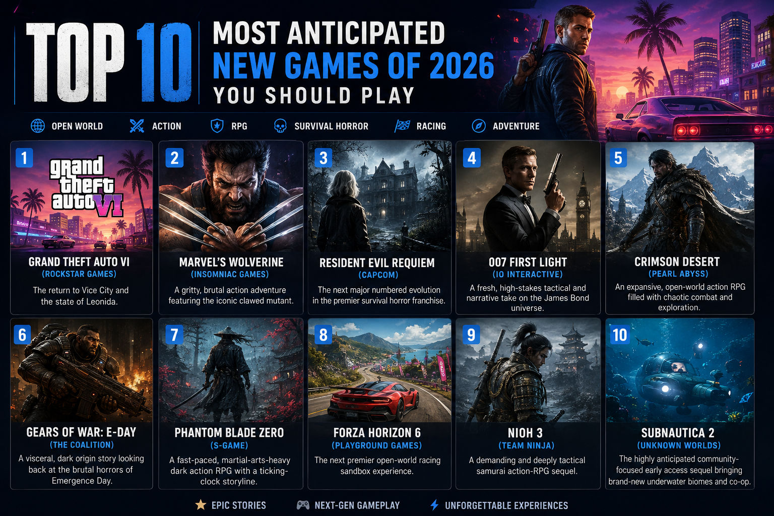 Top 10 Most Anticipated New Games of 2026 You Should Play