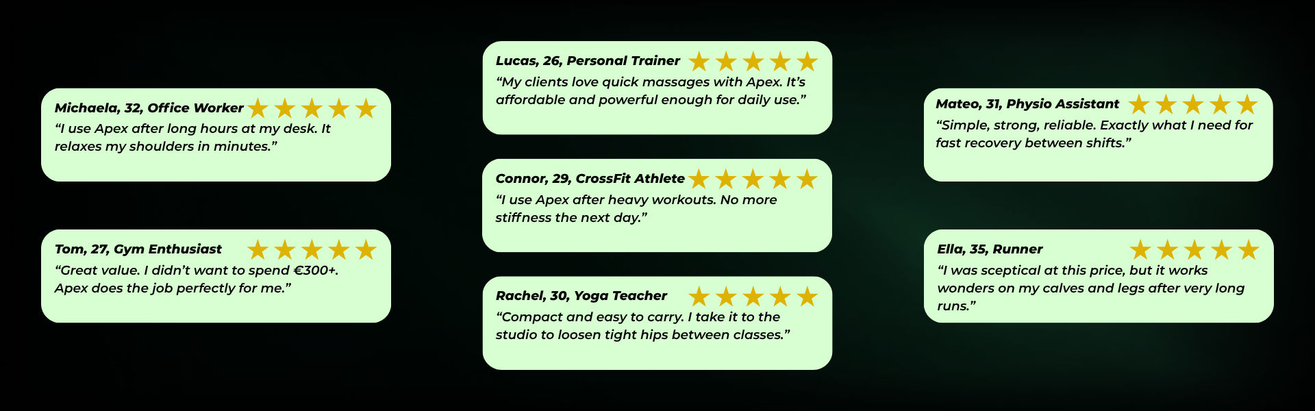 Customer reviews of Titan massage gun – athletes, coaches, and professionals praising faster recovery, pain relief, and heat-cold therapy benefits.