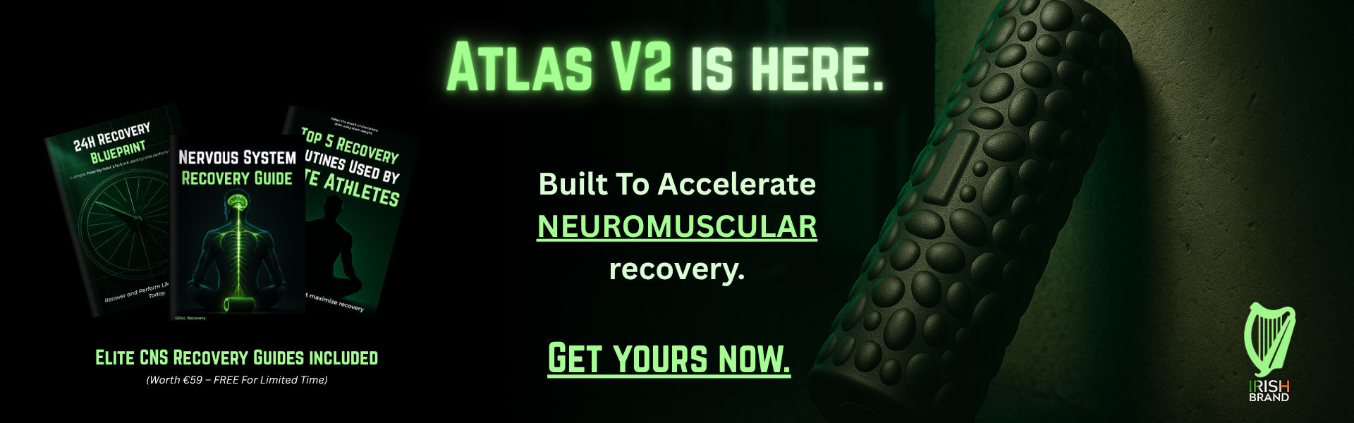 GRAL Atlas V2 electric foam roller hero banner – Built for elite recovery. Deeper relief, faster recovery, better performance.