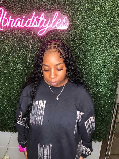 Small boho goddess knotless with human hair box braids waist length hair included $20 deposit