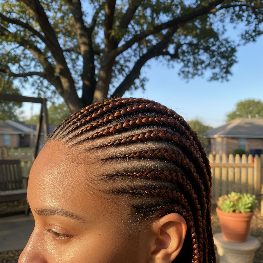 Natural cornrows hairstyle
