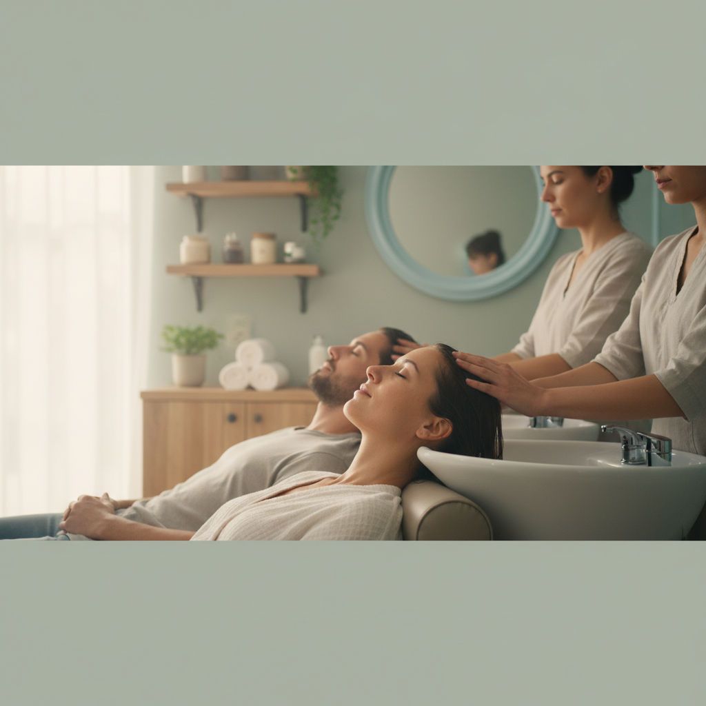 Couples enjoying a head spa together