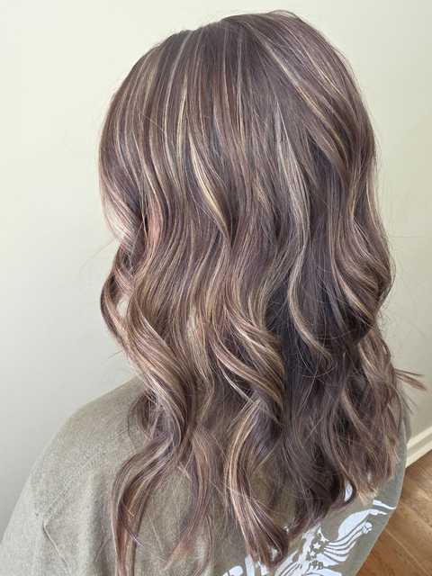 Hair style with colour in Whitneyville Hamden CT balayage highlights color correction and blowdry