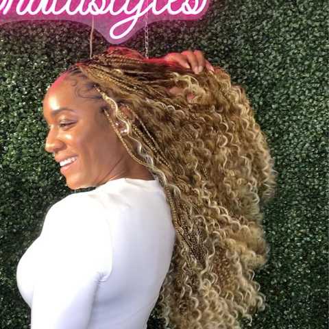 Extra small boho goddess knotless braids with human hair