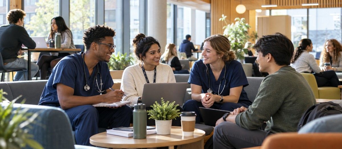 "Leeds School of Medicine student life indoors"