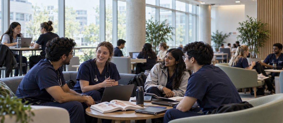 "UoN student life in campus study lounge"