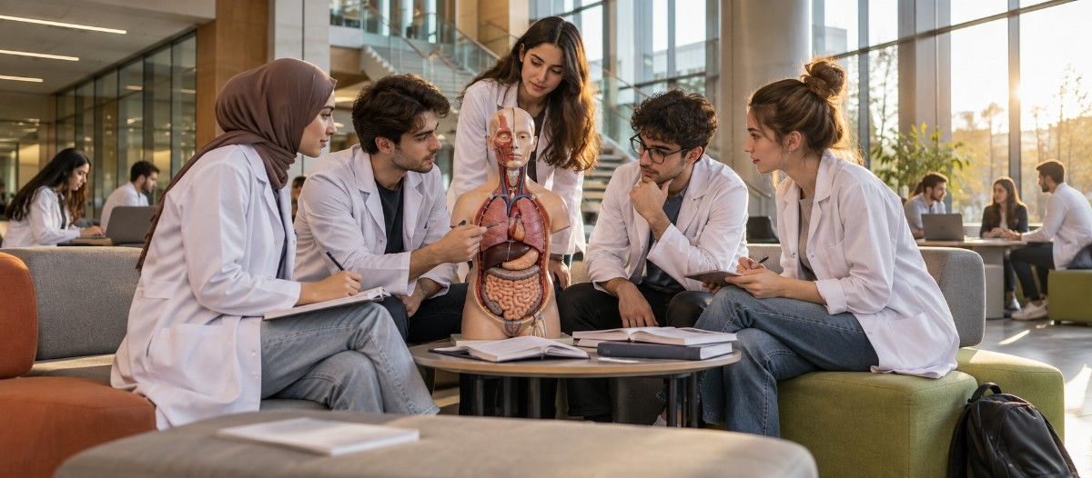 "Liverpool medical student life indoors"