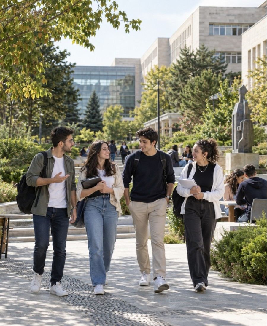 "Hacettepe University medical students on campus"