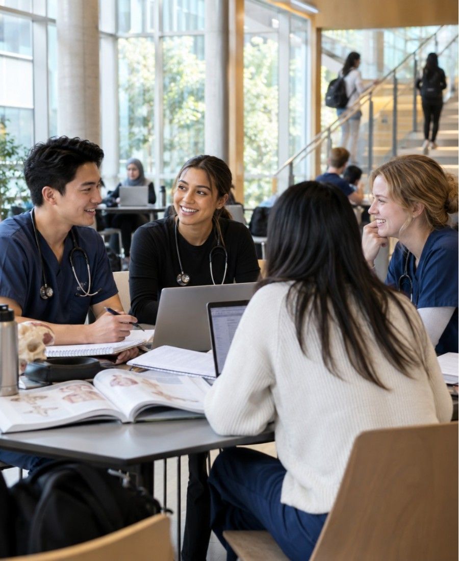 "Monash University Faculty of Medicine student life in campus study lounge"