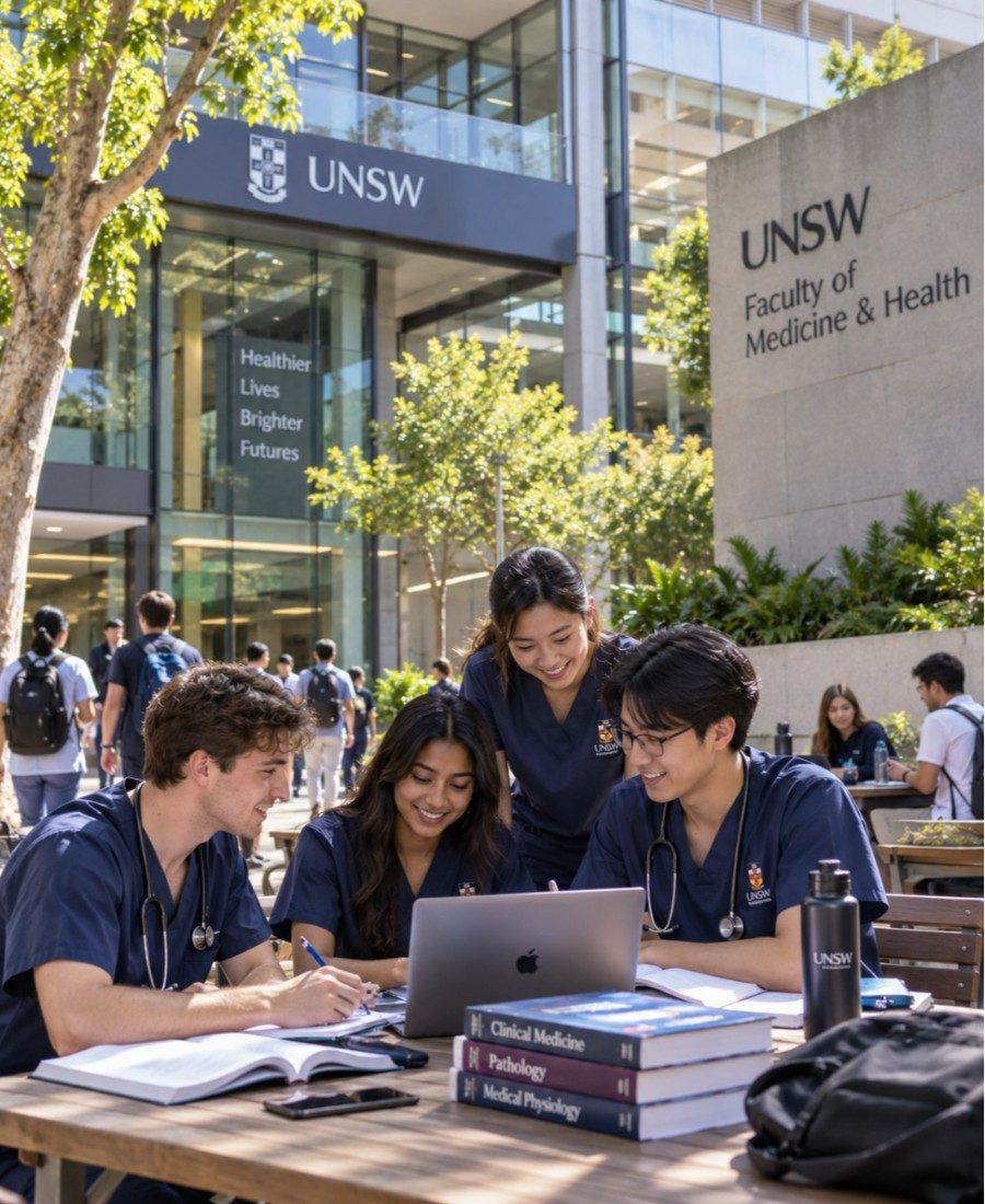 "UNSW Faculty of Medicine & Health student life in campus study area"