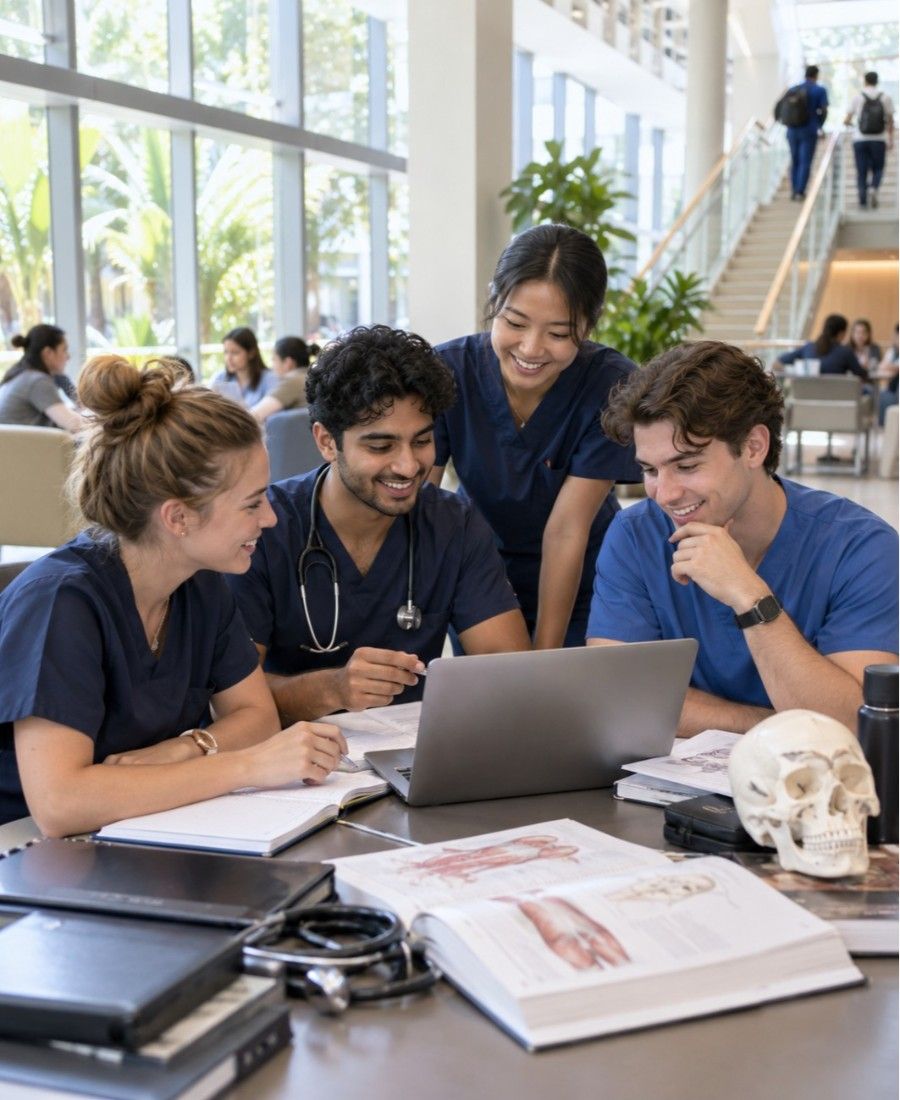"ANU Medical School student life in campus study area"