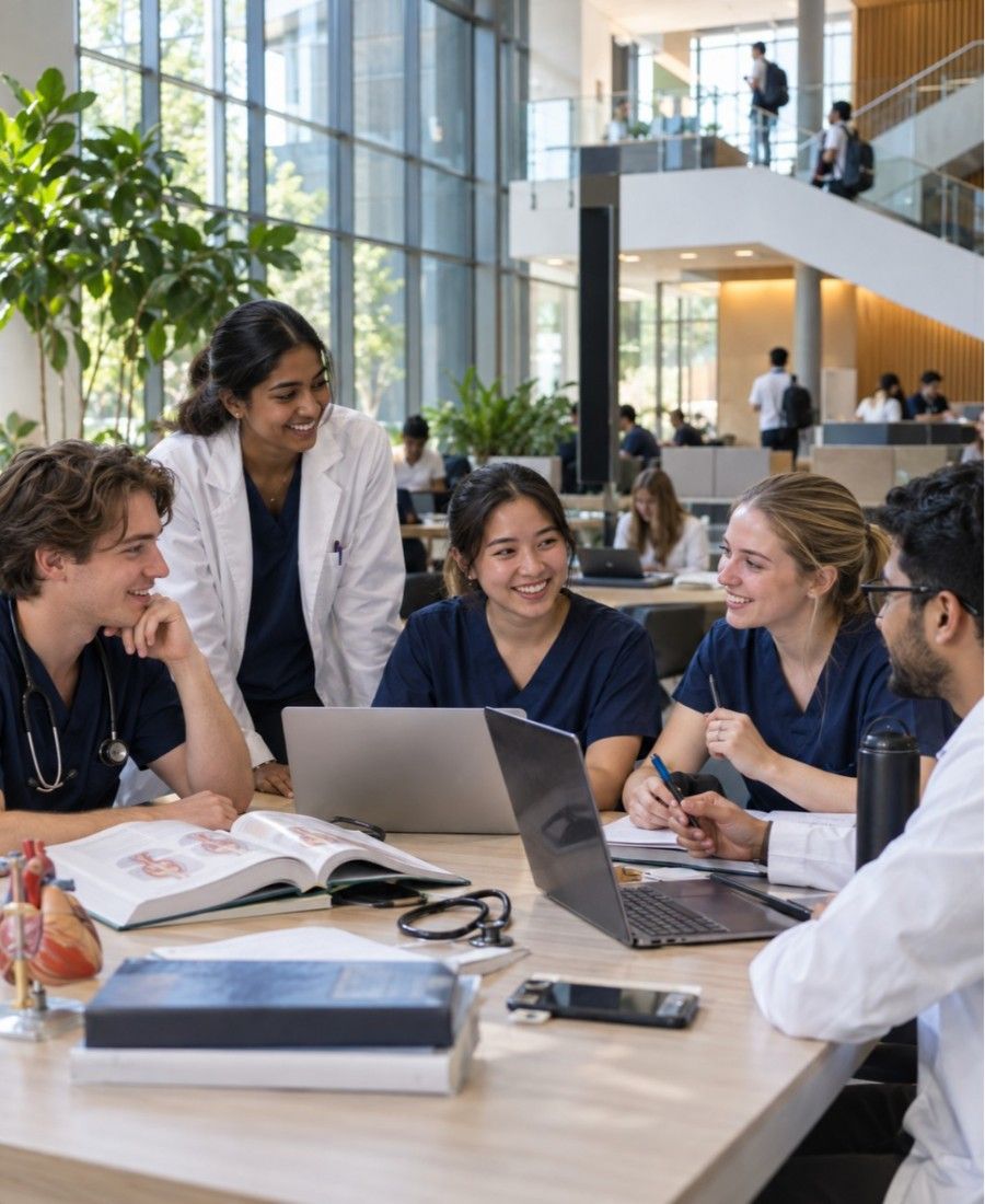 "Curtin Medical School student life in campus study atrium"