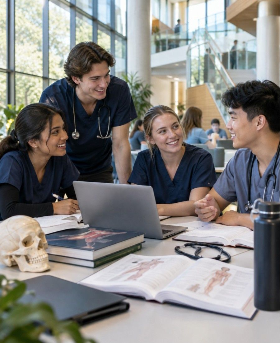 "University of Wollongong Graduate School of Medicine student life in campus study lounge"
