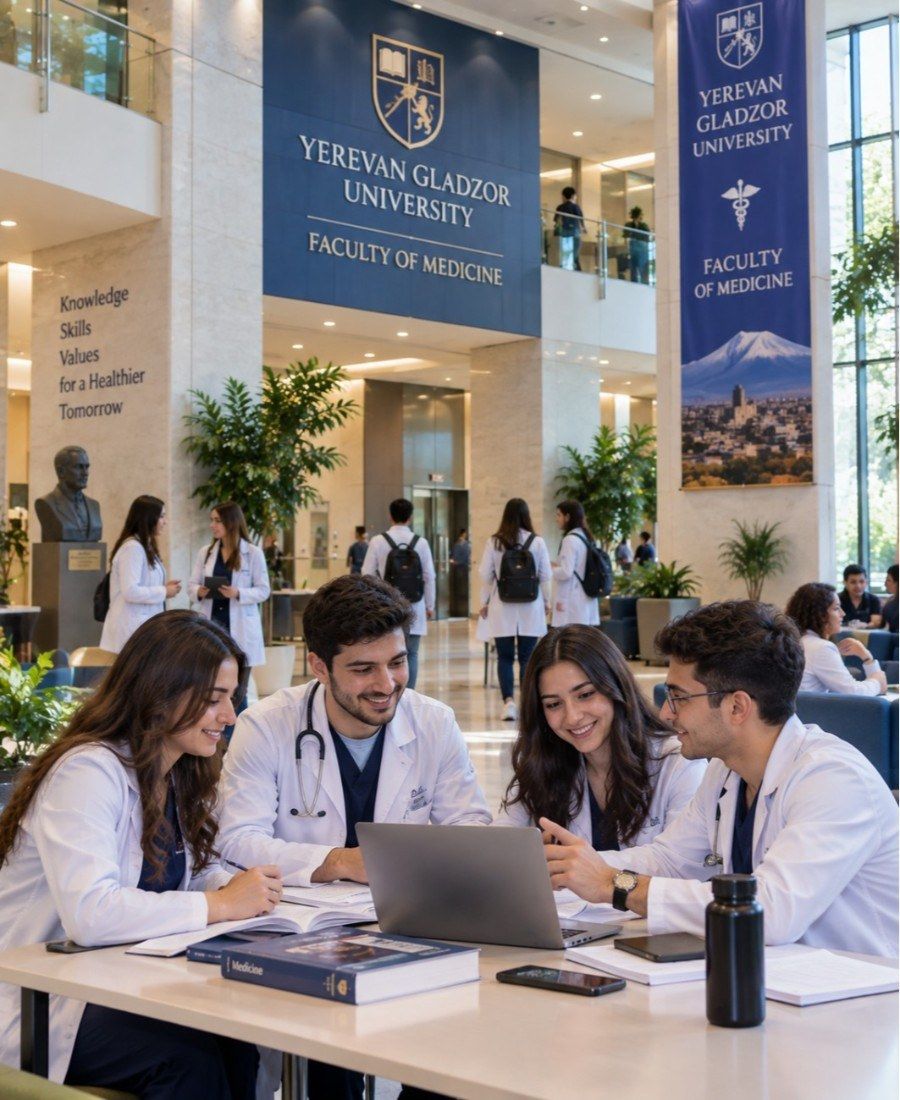"Yerevan Gladzor University Faculty of Medicine student life on campus"