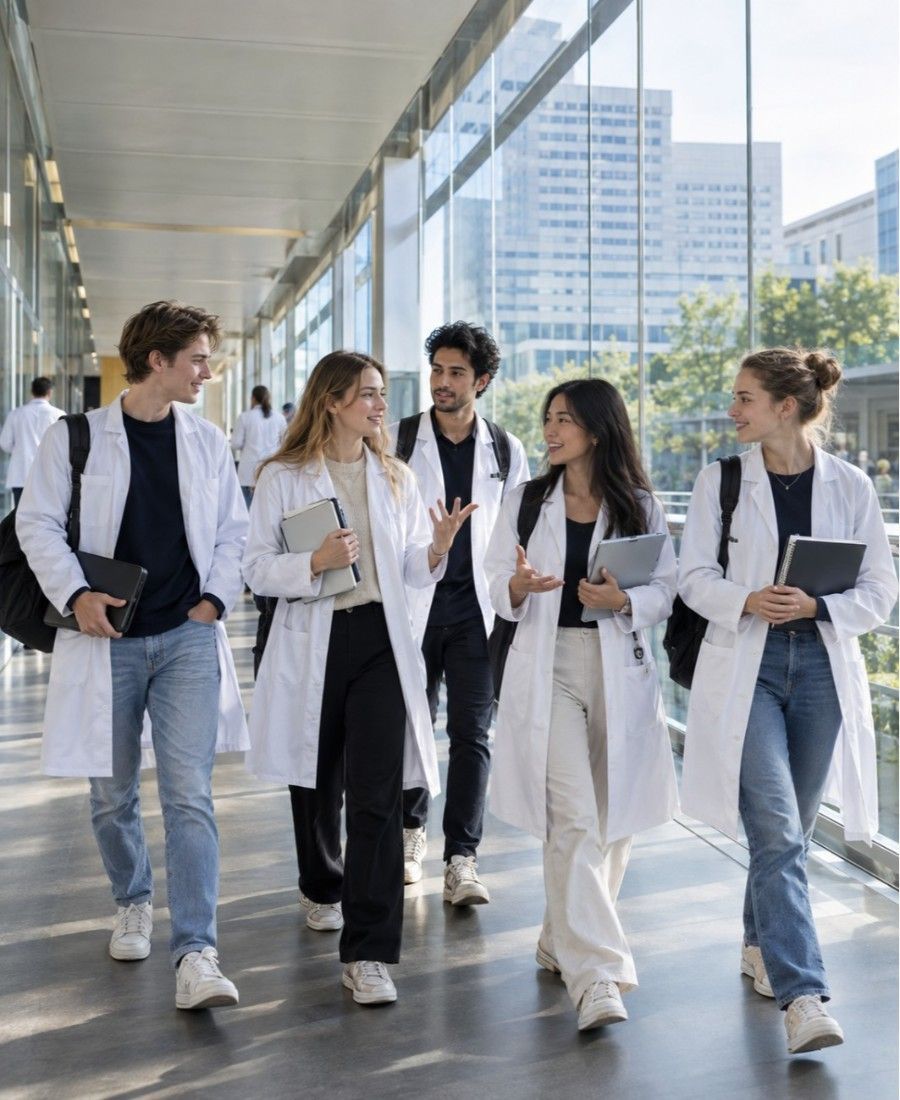 "Erasmus MC Faculty of Medicine student life on campus skybridge"