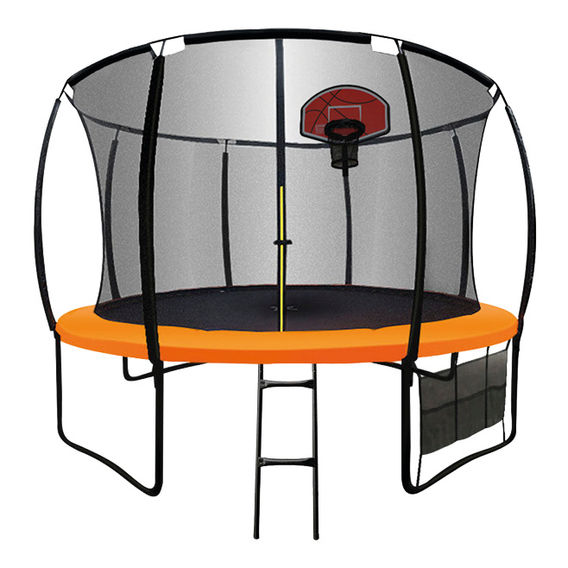 Arc Trampoline with Ladder, Safety Enclosure & Basketball Hoop - 12ft