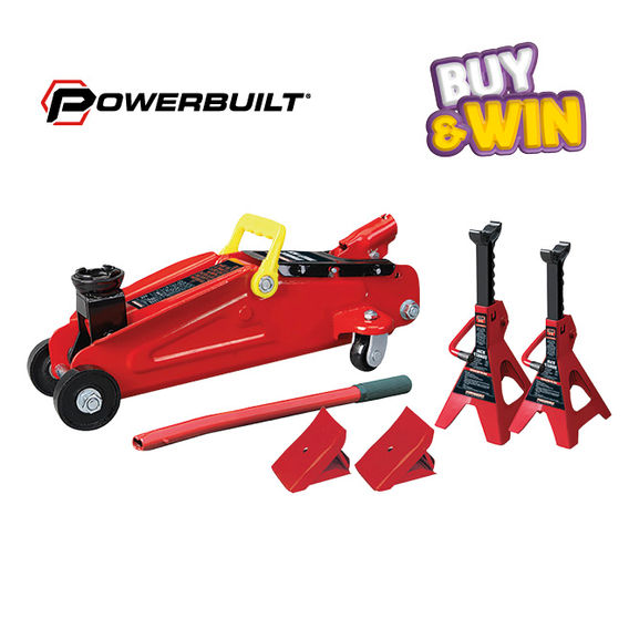 Powerbuilt 2.2TON/2000KG Jack - Axle & Wheel Chock Combo