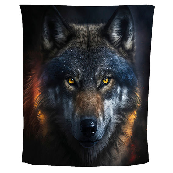 Animal Print Fleece Blanket - Wolf