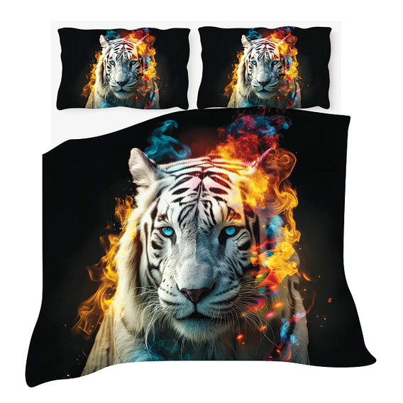 Coloured Tiger Duvet Cover Bundle - Queen